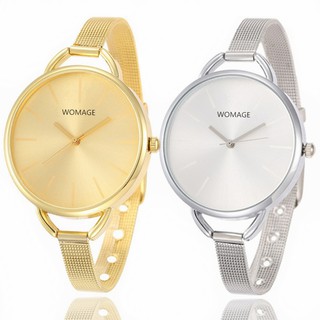 Luxury Gold Fashion Women Stainless Steel Bracelet Quartz Watch Simple Mesh Band Analog Watches