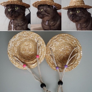 Someship Pet Dog Cat Cap Farmer Straw Hat Cat Summer Spring Puppy Teddy Dog Cat Cat Accessories (1)