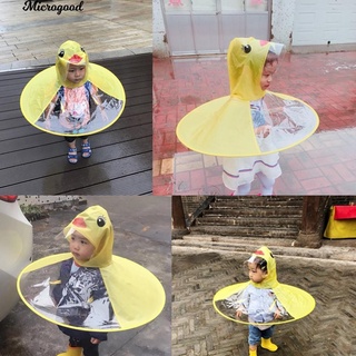 ✱℗♣Cartoon Duck Children Raincoat Umbrella UFO Shape Rain Hat Cape Foldable