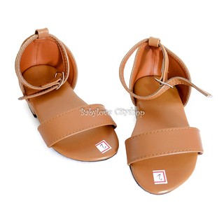 Leather Block Heels Brown Kids Shoes (1)
