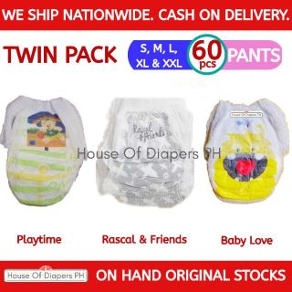 Playful Premium Pants Baby Diaper - S, M, L, XL & XXL(60pcs)