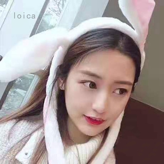 Cute plush bunny ears headband that moves