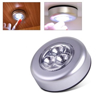 Stick Touch Lamp 3 LED Light Battery Powered (Silver)