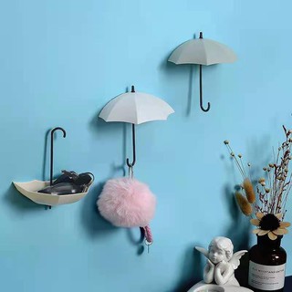 【Ready Stock】■∋♂3pcs/set Cute Umbrella Wall Mount Key Holder Wall Hook Hanger Organizer Durable