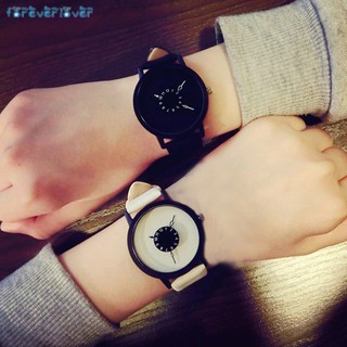 ❀❃✨ Simple Fashion Korean Lovers Couple Quartz Watch Leather Clock Men And Women Wristwatches