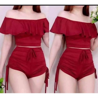 Korean sexy terno off shoulder outfit for summer