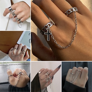 Fashion 4 Finger Chain Ring Adjustable Joint Ring Hip Hop Punk Finger Ring For Women Men Egirl Dating Party BFF Jewelry