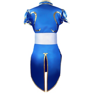 ShopeeTop10┅Game Street Fighter Chun Li Cosplay Costume Chun Li Wig and Bracelet Accessories Woman a
