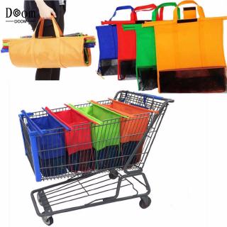 【Ready Stock】 Reusable Shopping Bags Eco Foldable Trolley Tote Grocery Cart Storage - Set of 4 【Doom】