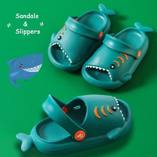 New Cartoon Shark Boys and Girls Beach Non-slip EVA Comfortable Slippers Cool Slippers zyyl