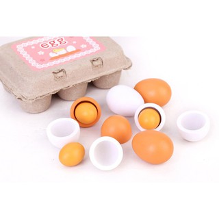 6pcs Wooden Kitchen Toys Set Food Eggs Yolk Gift Preschool (8)