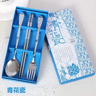 Gift Sets & Packages♀3in1 spoon Fork chopsticks set Color gift box