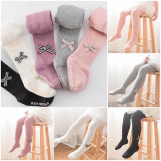 Baby Girl Footed Stockings Ribbon Knit Socks 0-1-2 Years Old (1)