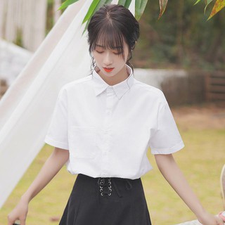 crop topﺴ⊕✠The new 2020 summer institute of JK short-sleeved shirt uniform wind soft sister polo clothing collar blouse class female students