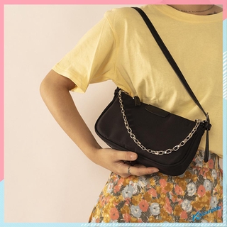 kcareble~Women Nylon Handbag Totes Casual Solid Color Chain Underarm Shoulder Bags