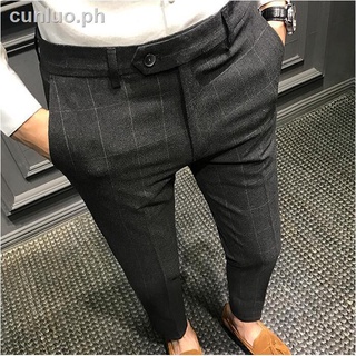 【spot goods】✱♨❒✔【28 to 34 Waistline】Men's slim fit mens British style Korean slacks for men checkere