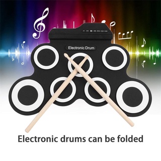 Minsine [Free drum sticks]Electronic drum set Portable Foldable Silicone Electronic Drum Pad Kit Di