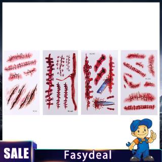 Halloween Scar Blood Temporary Tattoos Face Body Makeup Wound Sticker Stitches