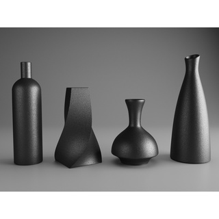 Modern Nordic Black Flower Vase Structural 3d printed (1)