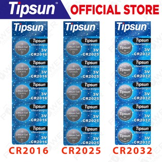 5 Pack Tipsun CR2016 CR2025 CR2032 3.0 Volt Long Lasting Lithium Button Coin Cell Batteries