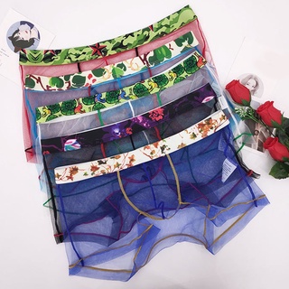 Men Fashion Breathable Net Yarn Boxer Underpants Transparent Mesh Underwear (2)