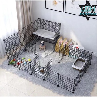 [COD&READY] 30*30CM Screwless DIY Metal Net Frame Stackable Pet Dog Cat Rabbit Cage Game Fence Black