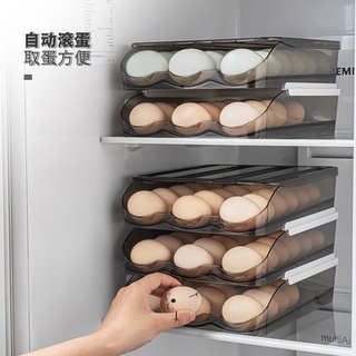 ❅♨Refrigerator egg storage box rolling drawer type fresh-keeping egg box automatic egg egg rack hold