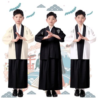 Boys Traditional Japanese Samurai Costumes Warrior Clothing Kimono Cosplay Stage Performance Retro Fashion Kids