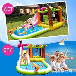 《Ready stock》Flamingo inflatable castle inflatable slide trampoline Castle (2)