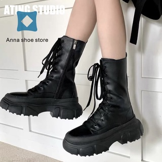Dr. Martens Boots Strap Chunky Heel High Heel Motorcycle Boots Small Man Middle Boots Sweet Cool Style Platform Martin Boots Dr. Martens Boots Fashion All-Matching Knight Boots35-40
