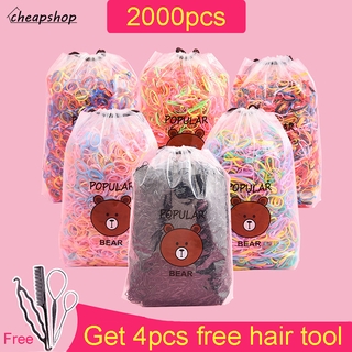 2000Pcs Baby Kids Hair Tie Free Gift Disposable Colorful Elastic Rubber Band Ponytail Hair Band Women Hair Accessories