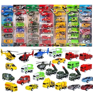 6pcs Car Model Toy Pull Back Car Toys Mobile Vehicle Fire Truck Taxi Model Kid Mini Cars Boy Toys Gift Diecasts Toy