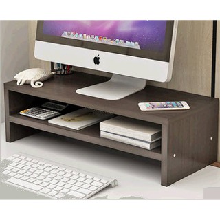Monitor base stand platform Desk organizer (Brown) 50*20*13cm MDF Wood laptop riser (1)