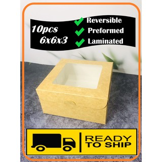 10pcs 6x6x3 Pastry Box/Cake Box with window | High Quality | Reversible