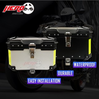 Motorcycle Aluminum TOP Box 45L Universal Waterproof Storage Silver hight quietly