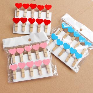 Mini Love Heart Wooden Clips 10pcs Wood Photo Paper Peg Pin Clothespin Postcard Clips