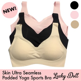 Lucky Doll® Skin Ultra Seamless Laser Cut Padded Low Impact Super Stretch Comfy Sports Yoga Bra
