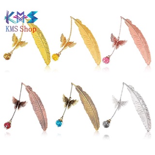 READY STOCK 6Pcs Metal Feather Bookmark Reading Markers Feather Metal Bookmark