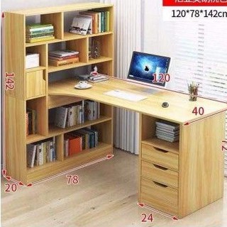 Computer Table with Drawers and Bookshelves