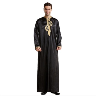 Long Black kaftan djellaba vetement arabe homme thobe men muslim dresses kurta shalwar clothes