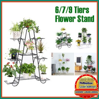 Garden Metal Plant Stand 6-7-9 Layer Shelf Balcony Display Potted Indoor and Outdoor Flower Stand