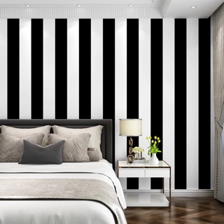 BHW wallpaper Color Black and White Stripe Design pvc Waterproof Adhesive Wall sSticker T6