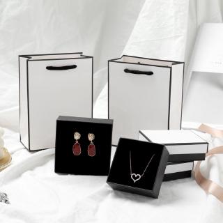 Classic White Black Jewelry Box Sponge Included High Quality Paper Gift Box Necklace Earrings Storage for Gifts #5040 (4)