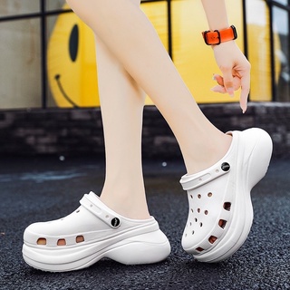 Crocs Bae Clog Chain Design Platform High-Heeled Sandals for Women Lightweight all-rubber