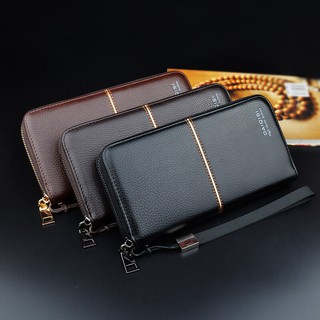 Men's Wallet Zipper Long Wallet Clutch High Capacity Soft Wallet Phone Bag