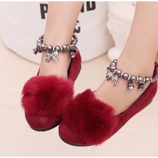 Girl's Furry Shoes with Anklet ⬇️ Size guide below