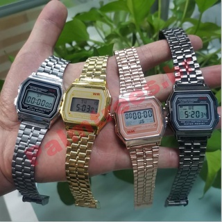 LED CASIO Retro Watch Work with Unisex Water Resistant Stainless Steel Wristband Digital Quartz Watch