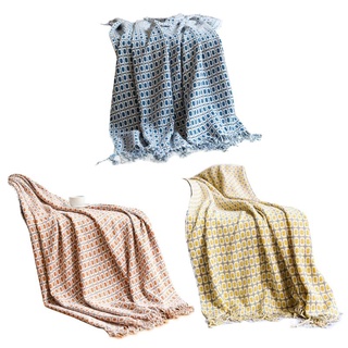 skin Nordic Knitted Plaid Blanket Sofa Throw Blanket with Tassels Shawl Travel Nap Blanket Air Condition Blanket Home Decor