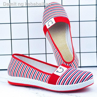 Spring and summer new old Beijing cloth shoes women s flat bottom breathable anti-skid leisure one pedal mother shoe woman single
