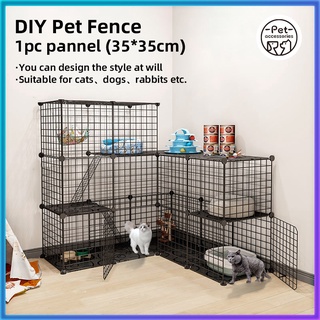 Pet Fence DIY Dog Cat Cage 35*35CM black Pet Metal Wire Kennel Extendable